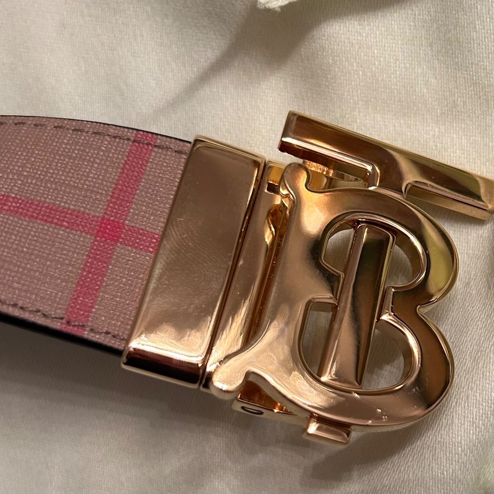 Reversible Vintage Check and Leather TB Belt - Picture 6 of 6
